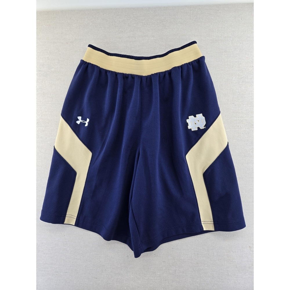 Notre Dame Shorts Under Armour Basketball Athletic Navy Gold Mens Size M Gym